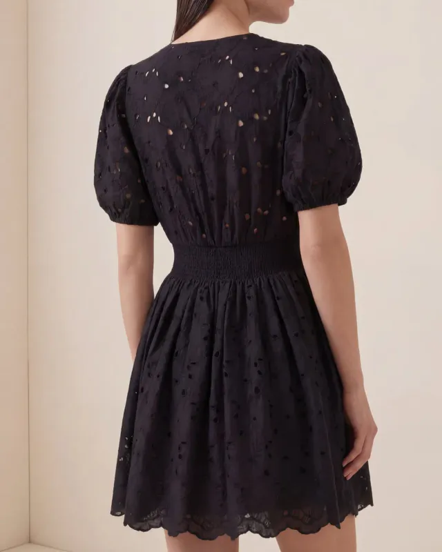 BYTIMO - Broderie Anglaise Puffed Dress - Black
