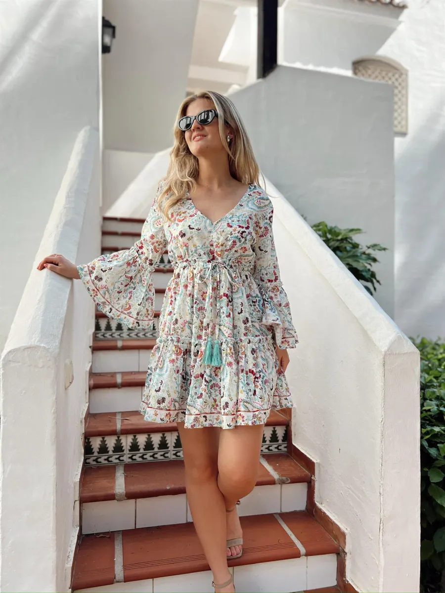  Rah Oslo - Anna Short Dress - Mint Paisley