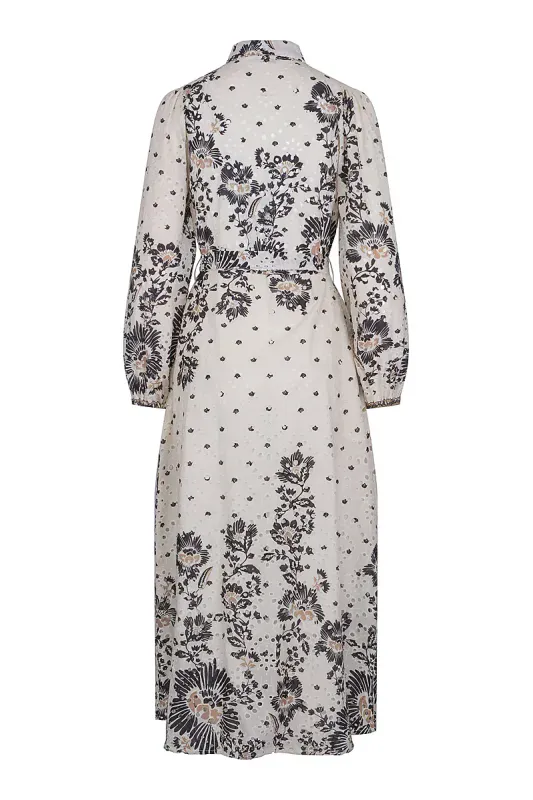 Haust - Printed Lace Dress Navy/Sand 