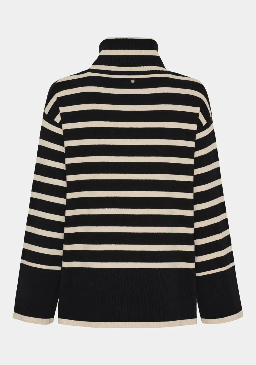 ISAY - FRIGGA ROLLNECK PULLOVER - SVART/KREM 