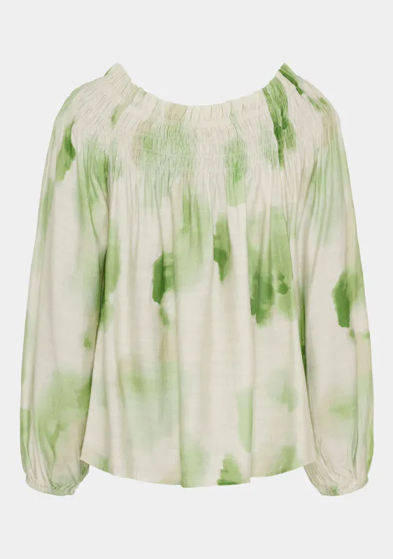 ISAY - Ane Stretch Blouse - Green Watercolor