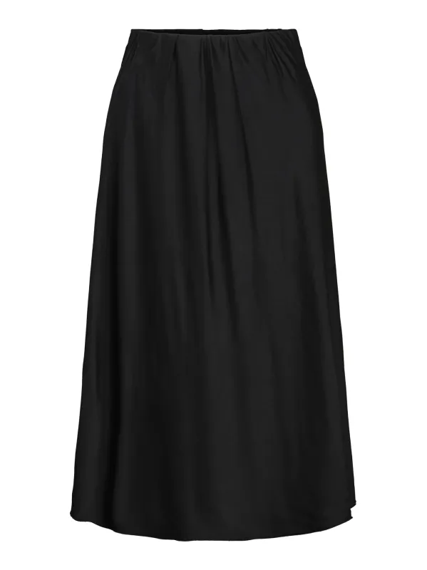 HAUST - SATIN BELOW KNEE SKIRT - SORT