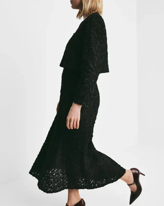 BYTIMO - EMBROIDERY LACE JACKET - BLACK 