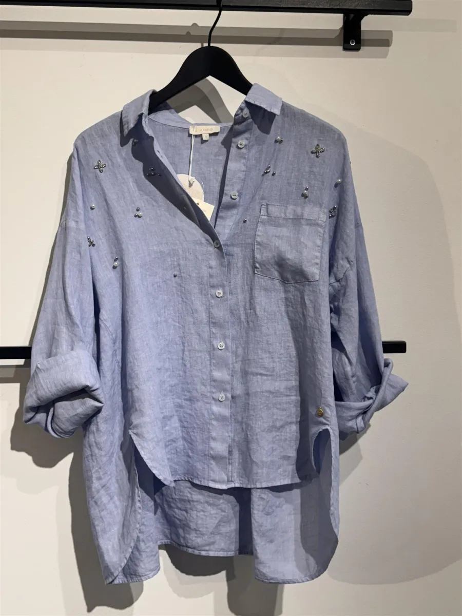 Rah Oslo - Stonewash Shirt Pearls Lys blå
