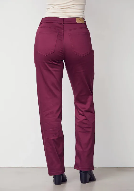 Isay Long Straight Pant - Wine