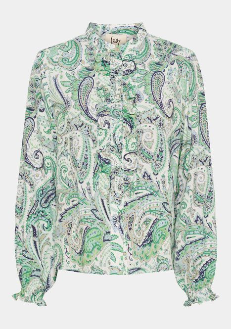 Hovedbilde ISAY - Gyta Ruffle Shirt - Green Paisley