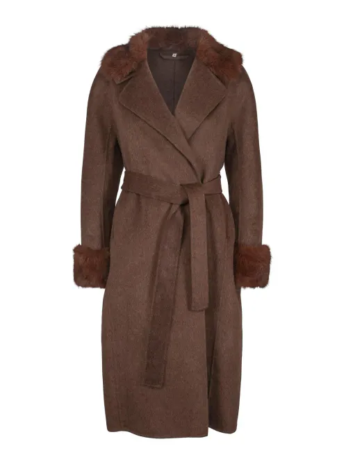 Hovedbilde HAUST - FAB WOOL COAT W/FAUX FUR - BRUNMELERT