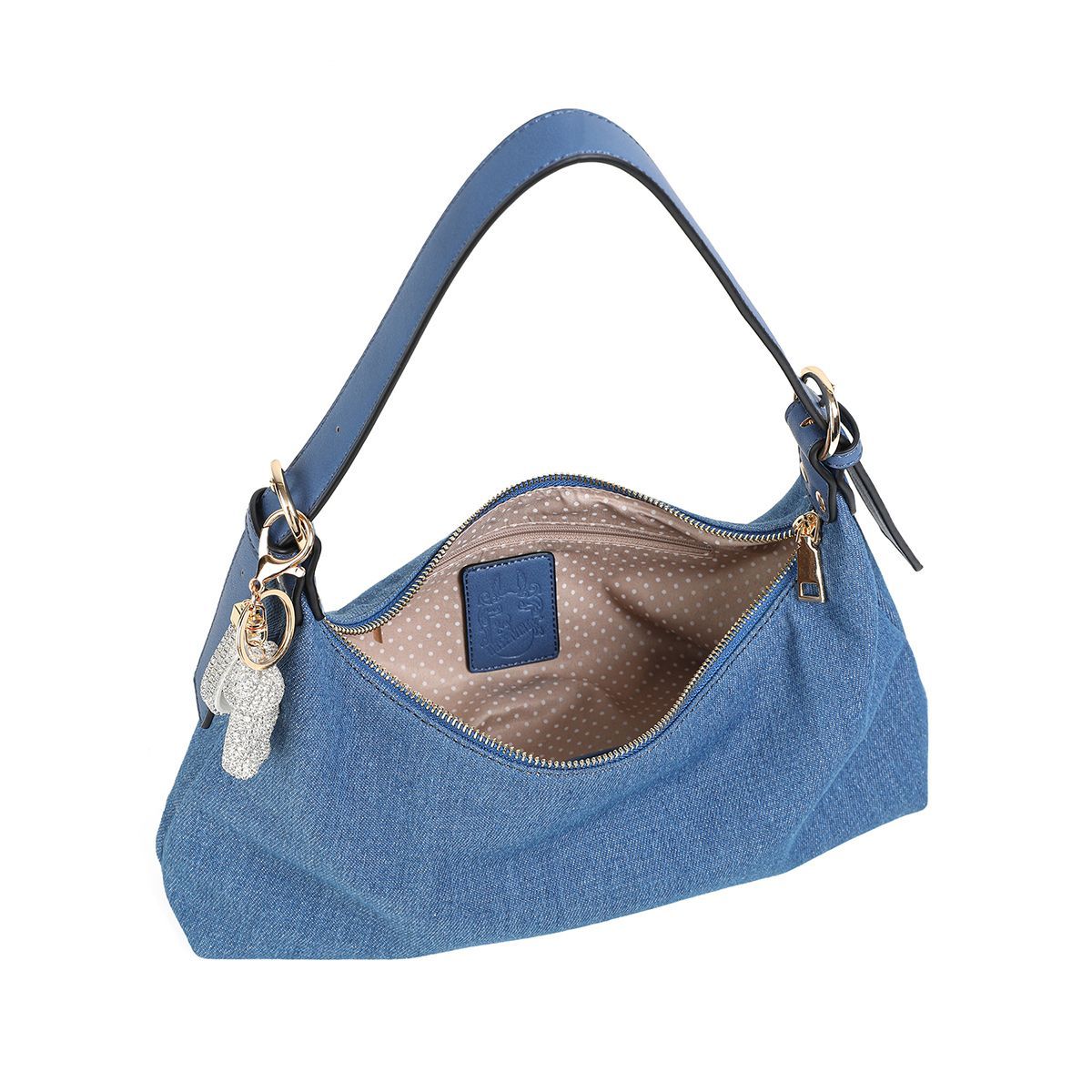 Rosenvinge - EMBLA skulderveske med deco - jeansblå tekstil