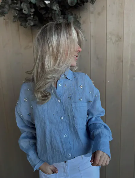 Hovedbilde Rah Oslo - Stonewash Shirt Pearls Lys blå