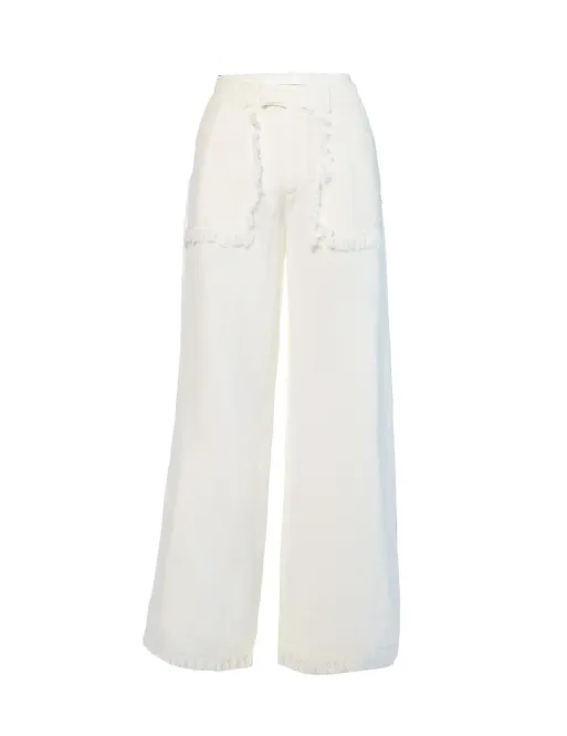 Hovedbilde HÉST - Lila Linen Trousers - White Alyssum 