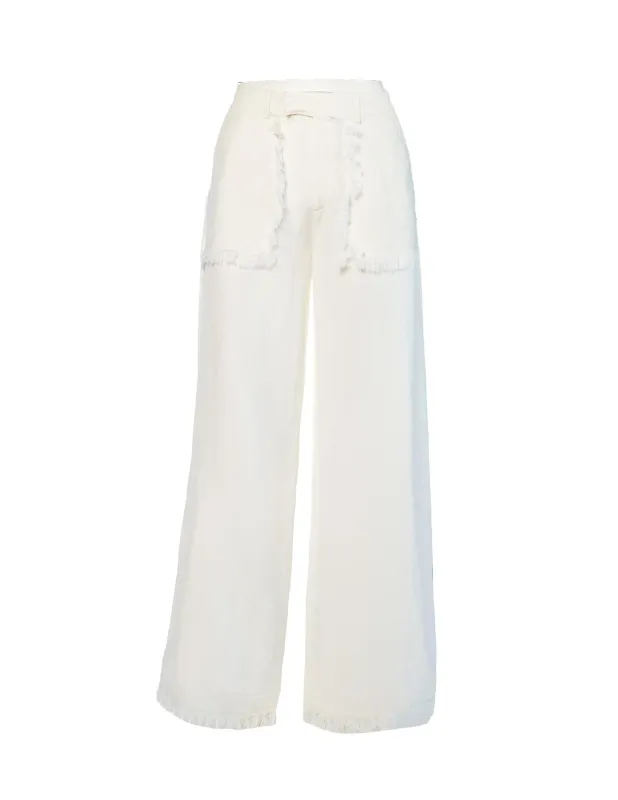 HÉST - Lila Linen Trousers - White Alyssum 