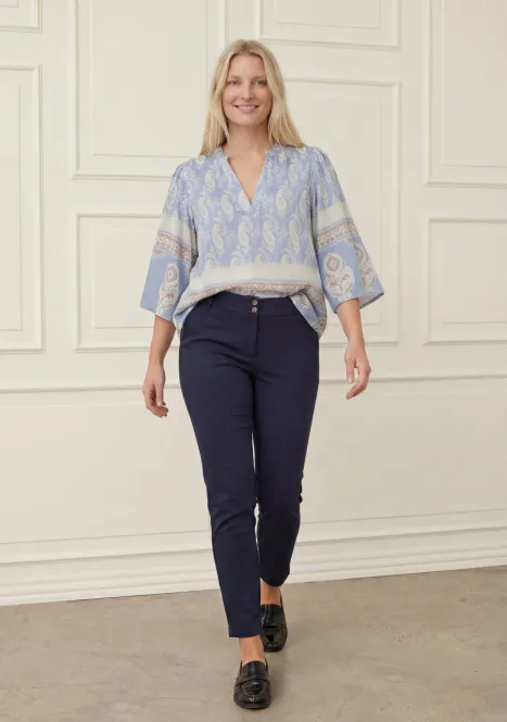 Hovedbilde ISAY - Ane s/s Blouse - Light Blue Border Paisley