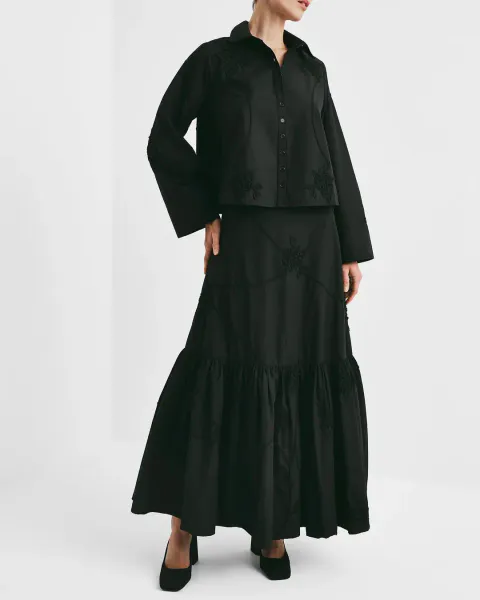 Hovedbilde BYTIMO - EMBROIDERY POPLIN SKIRT - BLACK